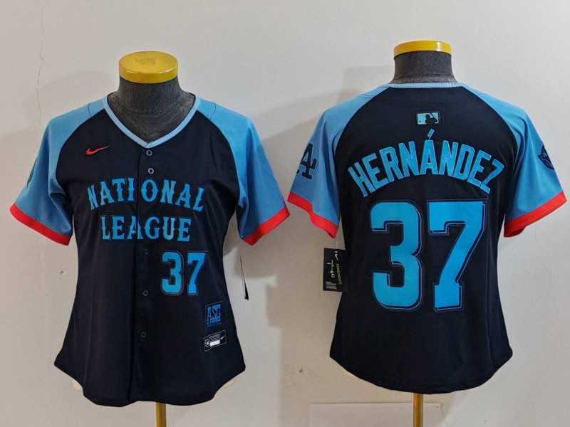 Womens Los Angeles Dodgers #37 Teoscar Hernandez Number Navy 2024 All Star Limited Stitched Jersey->2024 mlb all-star->MLB Jersey